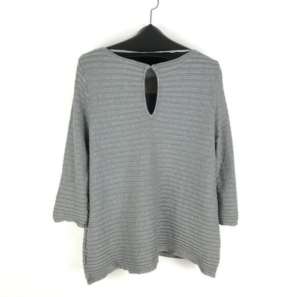 Lane Bryant Ribbed Knit Keyhole Sweater Women's Plus Size 14/16 Gray 3/4-Sleeve - Picture 6 of 11